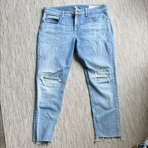 rag & bone Dre Low Rise Slim Light Blue Distressed Boyfriend Jeans - Size 29